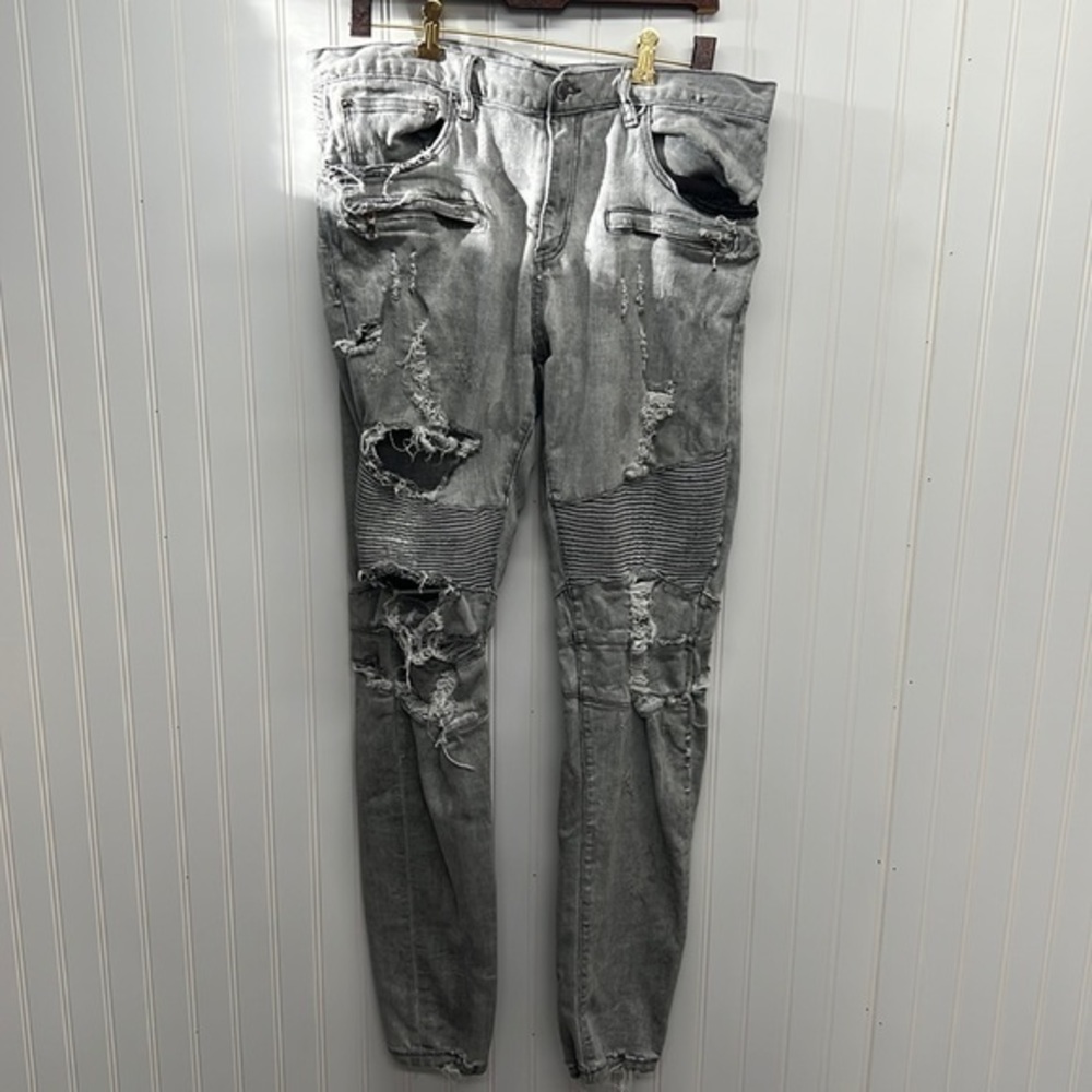 Dope Moto distressed skinny denim jeans‎